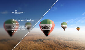 hot air balloon Dubai | Dubai desert sunrise blog banner by Dubai Hot Air Balloon Ride