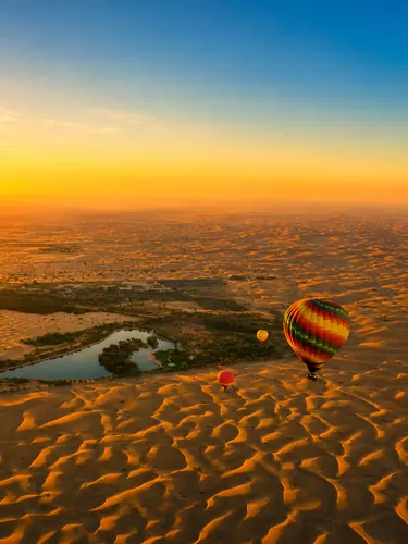 A different perspective of Dubai from a hot air balloon