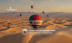 Dubai hot air balloon ride over the desert at sunrise.