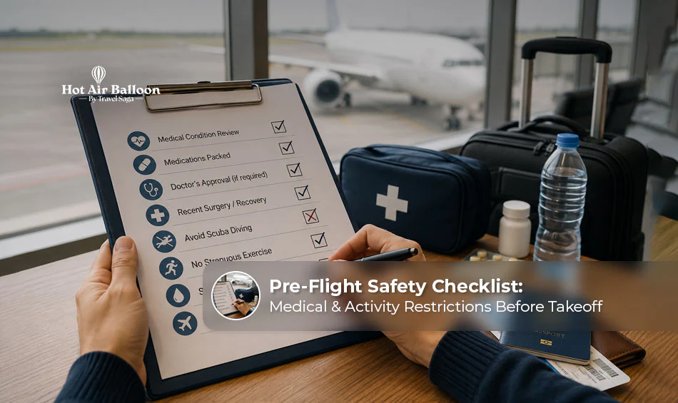 Pre-flight safety checklist for travelers.
