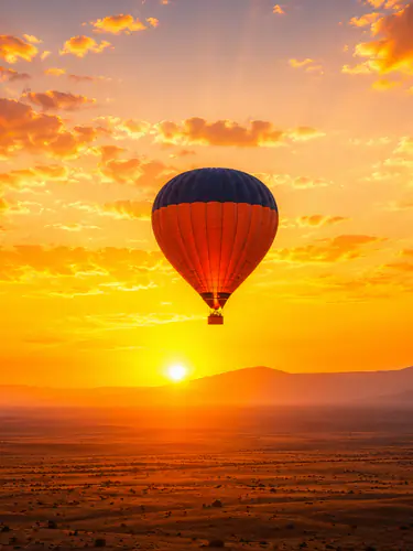 Sunrise over the Dubai desert during a hot air balloon ride